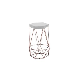 Banqueta Rubi Bronze Tecido Sintético Branco Iben Móveis