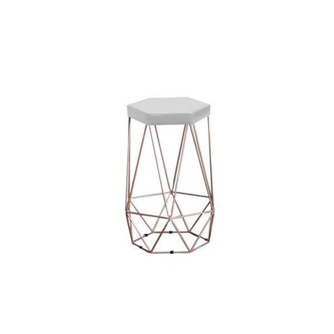 Banqueta Rubi Bronze Tecido Sintético Branco Iben Móveis