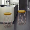 Ver imagem 2 de Banqueta Rubi Bronze Suede Mostarda Iben Móveis