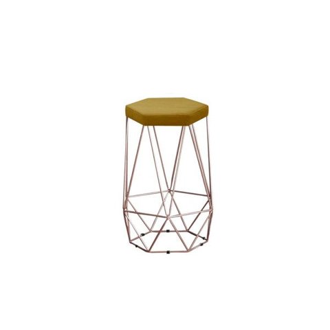 Banqueta Rubi Bronze Suede Mostarda Iben Móveis