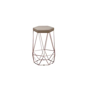 Banqueta Rubi Bronze Suede Bege Iben Móveis