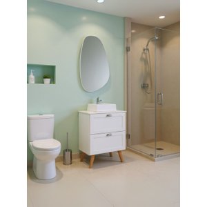 Gabinete para Banheiro com Tampo Cuba e Espelheira Organica 60cm Retro Mdf Branco Milano - On Móveis