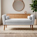 Ver imagem 2 de Puff Recamier Estofado para Quarto Itália 100cm com Pés Palito Bouclê Branco - Desk Design