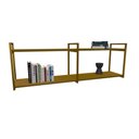 Ver imagem 2 de Nicho Industrial 2 Prateleiras Grécia Ferro Dourado Tampo Canela 100cm
