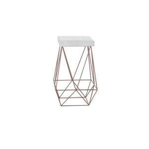 Banqueta Luci Bronze Tecido Sintético Branco Iben Móveis
