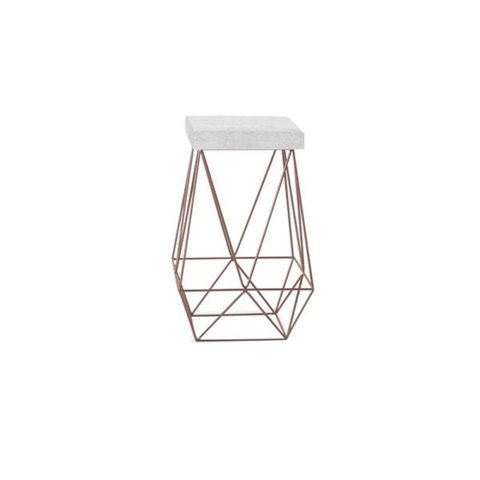 Banqueta Luci Bronze Tecido Sintético Branco Iben Móveis