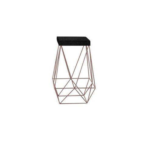 Banqueta Luci Bronze Suede Preta Iben Móveis