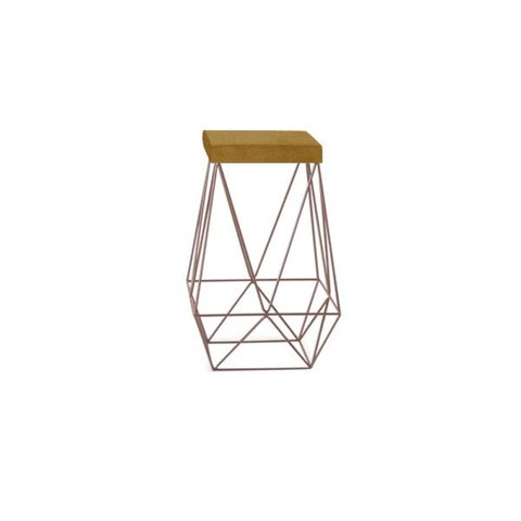 Banqueta Luci Bronze Suede Mostarda Iben Móveis