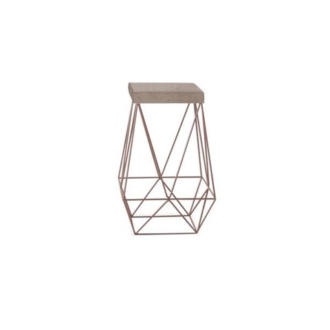 Banqueta Luci Bronze Suede Bege Iben Móveis