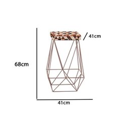 Banqueta Luci Bronze Estampa Triangulo Iben Móveis - 3