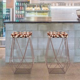 Banqueta Luci Bronze Estampa Triangulo Iben Móveis - 2