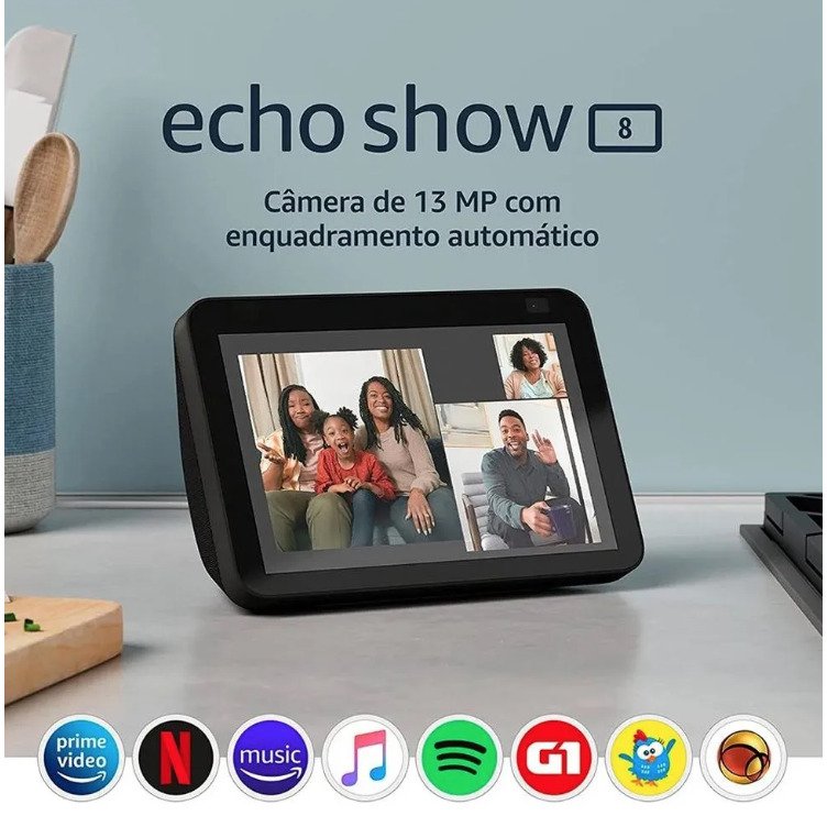 Dispositivo Smart Home Echo Show 8 Geracao 3 Smart Display Alexa Preto - 5