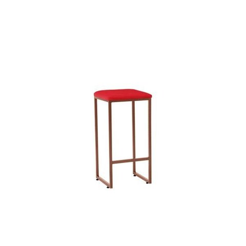 Banqueta Donna Bronze Veludo Vermelho Iben Móveis
