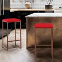 Ver imagem 2 de Banqueta Donna Bronze Veludo Vermelho Iben Móveis