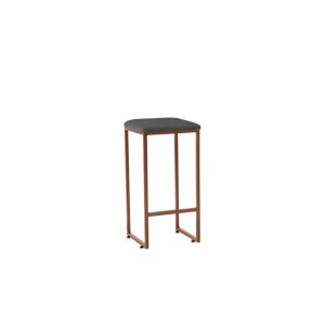 Banqueta Donna Bronze Veludo Cinza Iben Móveis