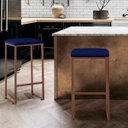 Ver imagem 2 de Banqueta Donna Bronze Veludo Azul Marinho Iben Móveis