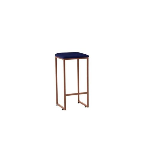 Banqueta Donna Bronze Veludo Azul Marinho Iben Móveis