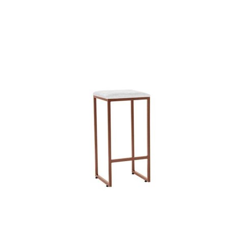 Banqueta Donna Bronze Tecido Sintético Branco Iben Móveis