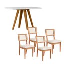 Ver imagem 1 de Conjunto Mesa de Jantar C/ Tampo de Vidro 1,20m + 4 Cadeiras