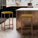 Ver imagem 2 de Banqueta Donna Bronze Suede Mostarda Iben Móveis