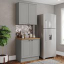Ver imagem 4 de Cozinha Modulada Americana 2 Peças Aéreo e Balcão 80cm Cinza/Nature com Tampo MDP - Móveis Henn