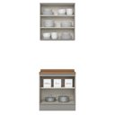 Ver imagem 6 de Cozinha Modulada Americana 2 Peças Aéreo e Balcão 80cm Cinza/Nature com Tampo MDP - Móveis Henn