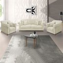 Ver imagem 2 de Kit 2 Poltronas e Sofá Living 2 Lugares 1,80m Vênus Veludo Bege Pés Castanho - Pallazio