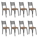 Ver imagem 1 de Kit 8 Cadeiras de Cozinha Luisiana Estampado Rattan Bege Pés de Ferro Preto - Pallazio