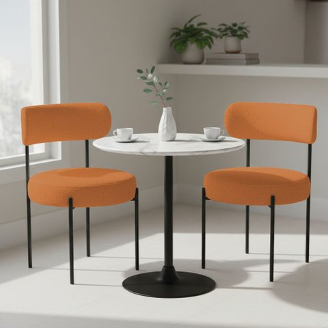 Cadeira Sala de Jantar Margara Kit 2 em Aço Preto Bouclê Ted D03 - D'Rossi