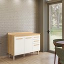Ver imagem 2 de Balcão Intenza com Tampo 120 Cm com 3 Portas e 2 Gavetas Freijo/off White