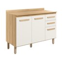 Ver imagem 1 de Balcão Intenza com Tampo 120 Cm com 3 Portas e 2 Gavetas Freijo/off White