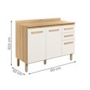 Ver imagem 4 de Balcão Intenza com Tampo 120 Cm com 3 Portas e 2 Gavetas Freijo/off White