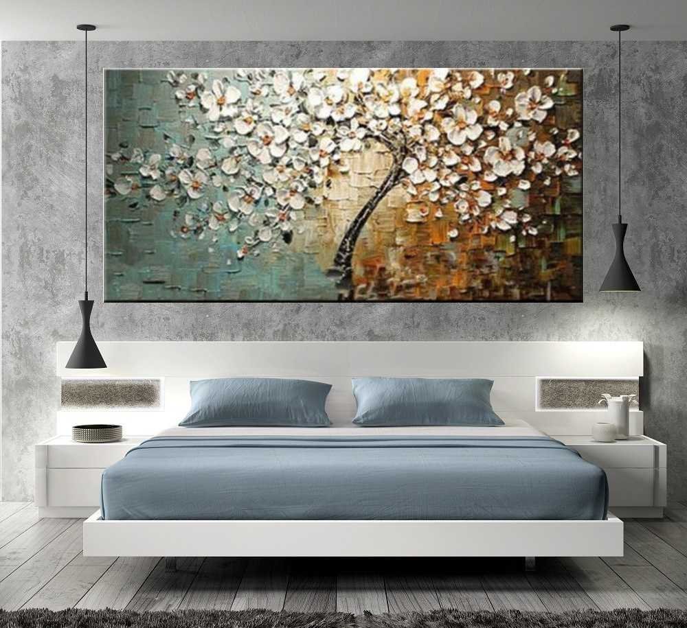 Quadro Pintura Tela Arvores e Flores Modernas Em Altos Relevos 2056: 70cm (A) x 140cm (L) - 5