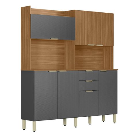 Cozinha Compacta 7 Portas 2 Gavetas Pitaya Amendola/grafito Demóbile