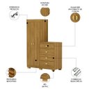 Ver imagem 3 de Guarda Roupa Cômoda 4 Gavetas 120cm Rita Nature V02 - Mpozenato