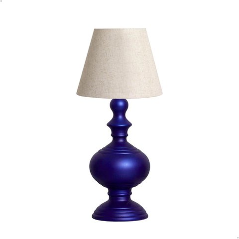 Abajur de Cerâmica Pequeno Imperial Azul Royal com Cúpula de Tecido