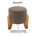 Ver imagem 5 de Puff Decorativo para Sala Luxo 44x44 Cm Veludo Marrom Claro Milani Store