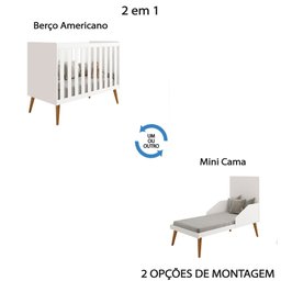 Berço Americano Isis 2 em 1 Branco Fosco - Reller - 3