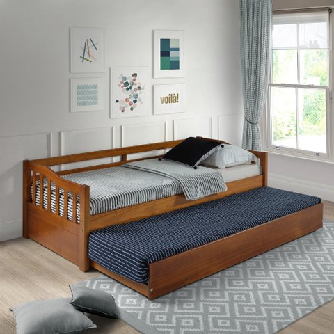 Sofá Cama Plus em Madeira Maciça Mv Outlet Mel