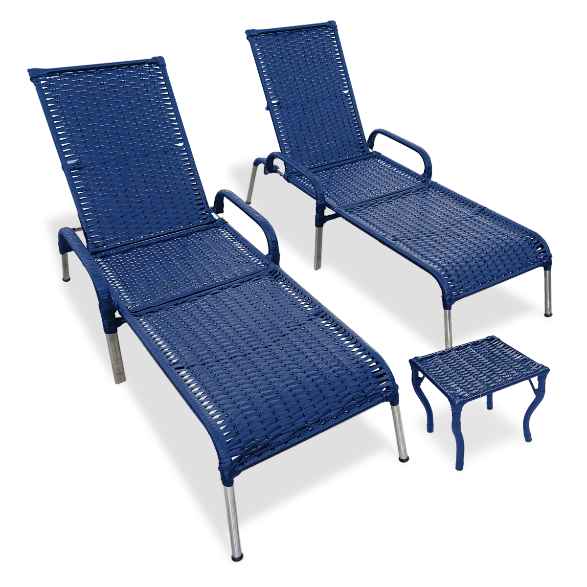 Kit 2 Cadeiras em Fibra Sintética Madrid com Mesa de Centro Cor:azul