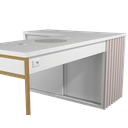 Ver imagem 1 de Mesa Nails Premium Ripado 167x117cm com Aspirador e Pé de Ferro - Branco/rosa