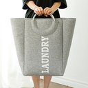 Ver imagem 5 de Cesto de Roupa Cinza Tipo Linho Laundry Alça de Alumínio