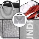 Ver imagem 3 de Cesto de Roupa Cinza Tipo Linho Laundry Alça de Alumínio