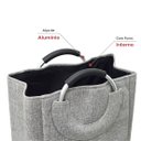 Ver imagem 4 de Cesto de Roupa Cinza Tipo Linho Laundry Alça de Alumínio