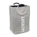 Ver imagem 1 de Cesto de Roupa Cinza Tipo Linho Laundry Alça de Alumínio
