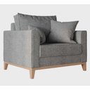 Ver imagem 2 de Poltrona Decorativa Benny Cinza Pés e Base de Madeira Sala Escritório Recepção Linho - Berit Decor