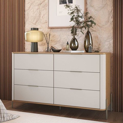Cômoda 6 Gavetas Quarto de Casal 100% MDF Cantos Arredondados