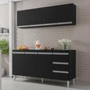 Ver imagem 3 de Kit de Cozinha Andréia Balcão 160cm Preto com Tampo Mdp e Aéreo - Ajl Móveis Preto