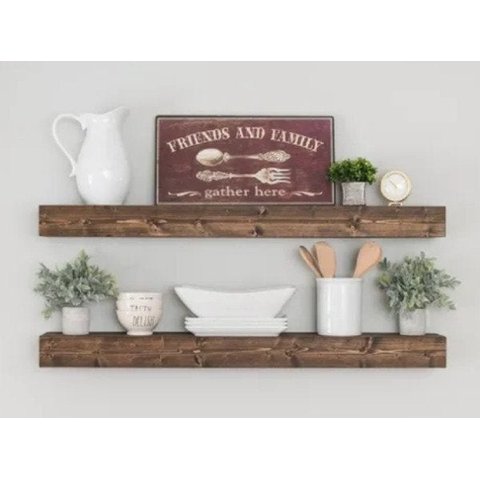 Kit 2 Prateleiras Grossas Suporte Invisível Madeira 60x15