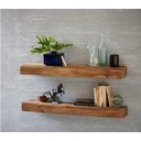 Ver imagem 3 de Kit 2 Prateleiras Grossas Suporte Invisível Madeira 60x15